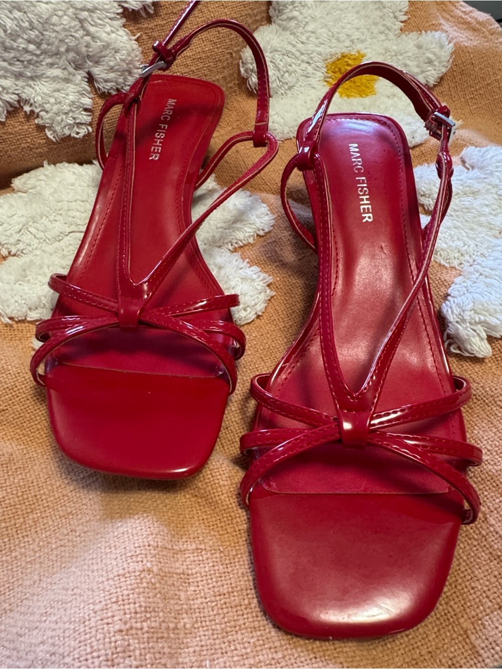 MARC FISHER Raveny Strappy Kitten Heel Red Sandal